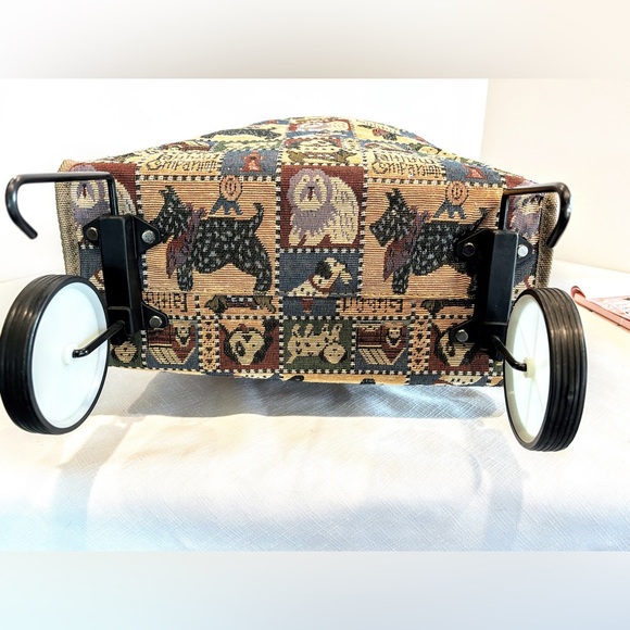 Faithful Companion Pioneer Express Canvas Rolling Shopping Bag with Dogs Vintage - Picture 7 of 16